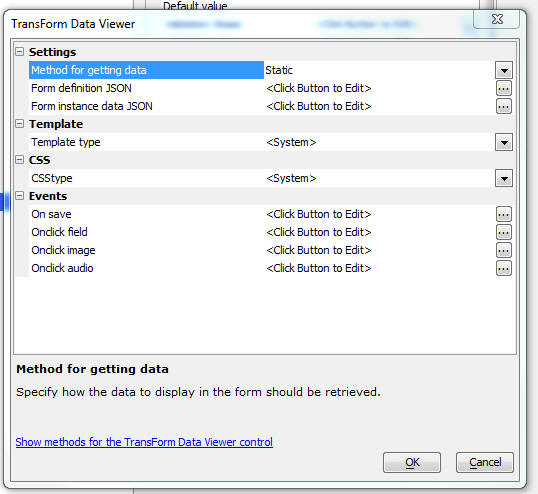 Configuration properties for the TransFormDataViewer